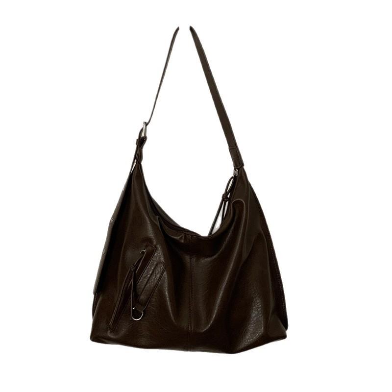 Autumn and Winter Retro Large-capacity Bag Women's Underarm Bag 2025 New Soft-sided Tote Bag Wide Shoulder Strap Single Shoulder Messenger Bag