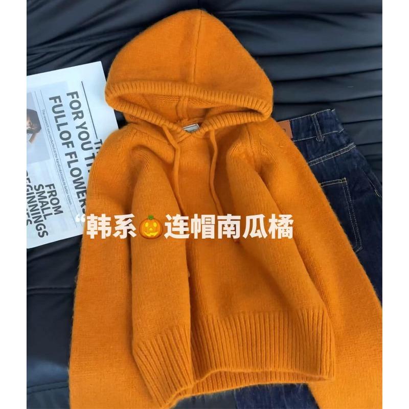 

Recommended! White pumpkin orange hooded sweater women s autumn and winter single wear with soft glutinous thick top one size fits all оранжевый