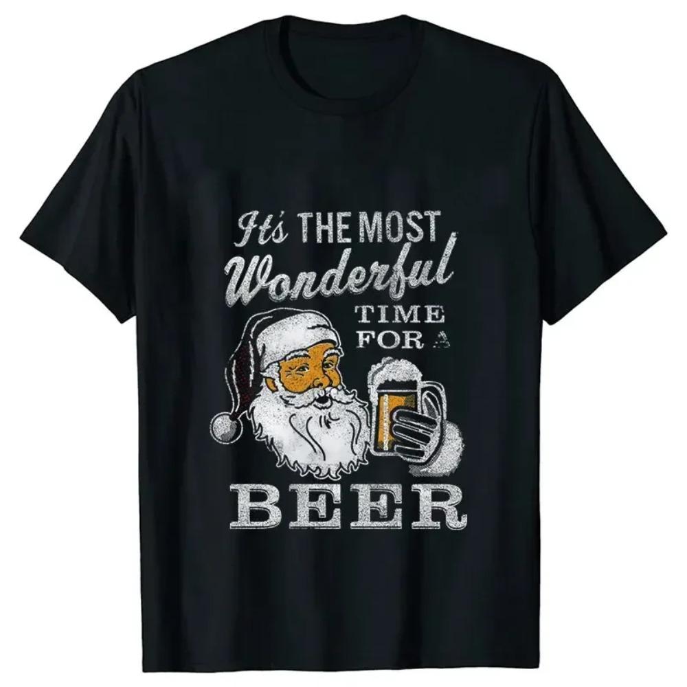 

Это самое чудесное время для пива Мужская футболка Женская футболка Санта Y2K Harajuku Топ Женская одежда Y2k Любители пива Мужская футболка XXXXXL чёрный
