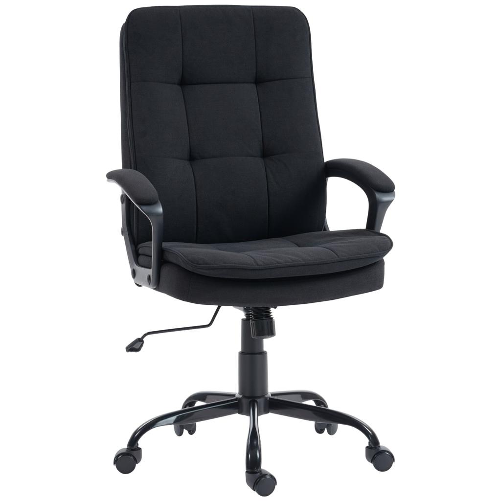 Linen-Look Double-Padded Office Chair - Black