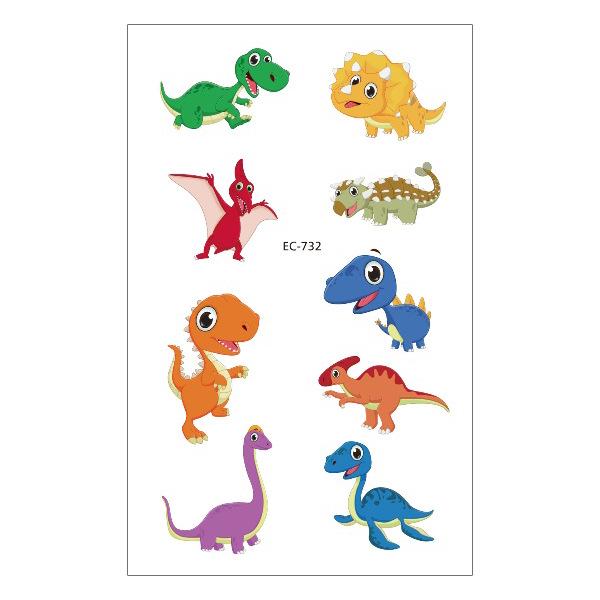 Waterproof Cartoon Dinosaur and Animal Tattoo Stickers for Kids 120x75mm