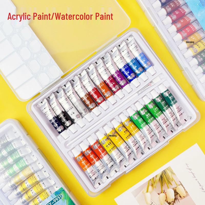 Xiaokani Acrylic Paint Set - 24 Colorfast, Waterproof Colors for Children's Art with Sun Protection