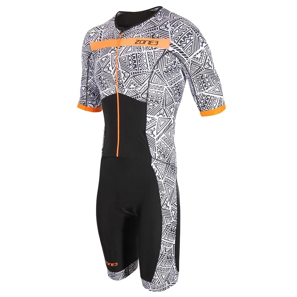 Zone Men Cycling Short Sleeve Swiming Suit Triathlon Bike Racing Tri Suit Maillot Ciclismo Swimming Running Clothing Skinsuit