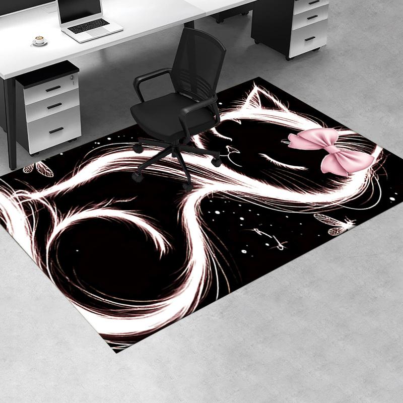 Charming Cat Chair Mat Office Carpet with Bow Design, Home Decor, Suitable for Bedroom, Living Room, and Various Rooms, Perfect Gift Idea