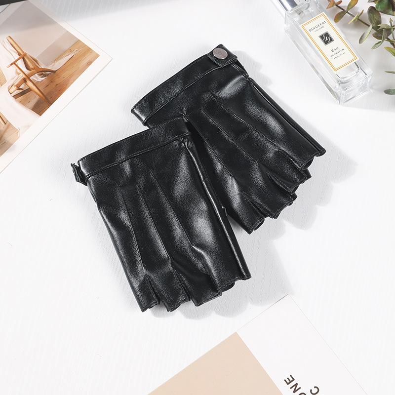 Fashion Half Finger Short Thin Punk PU Leather Gloves For Women Outdoor Driving Cycling Touch Screen Motorcycle Sports Fitness