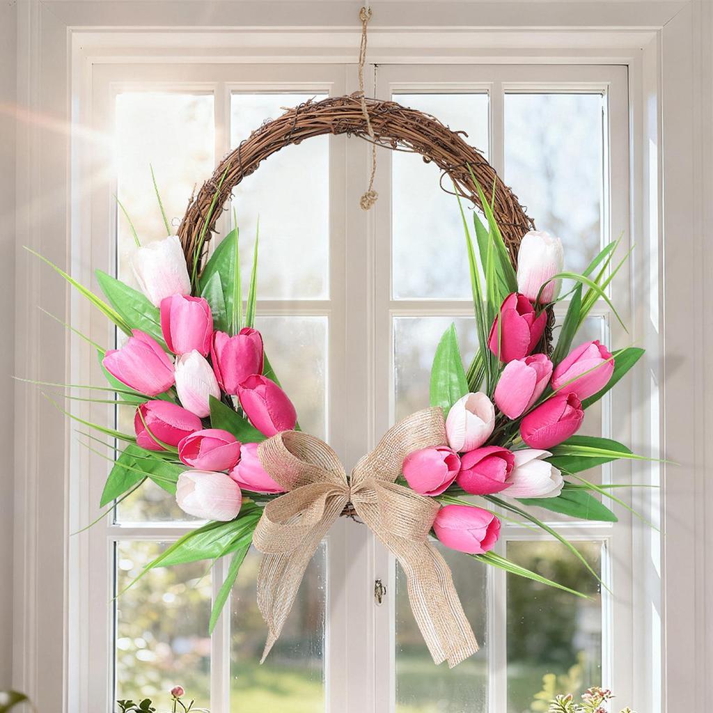 Spring Wreath Artificial Floral Decor Spring Flower Wreath for Living Room Bedroom Indoor Outdoor Home Window Wall Wedding