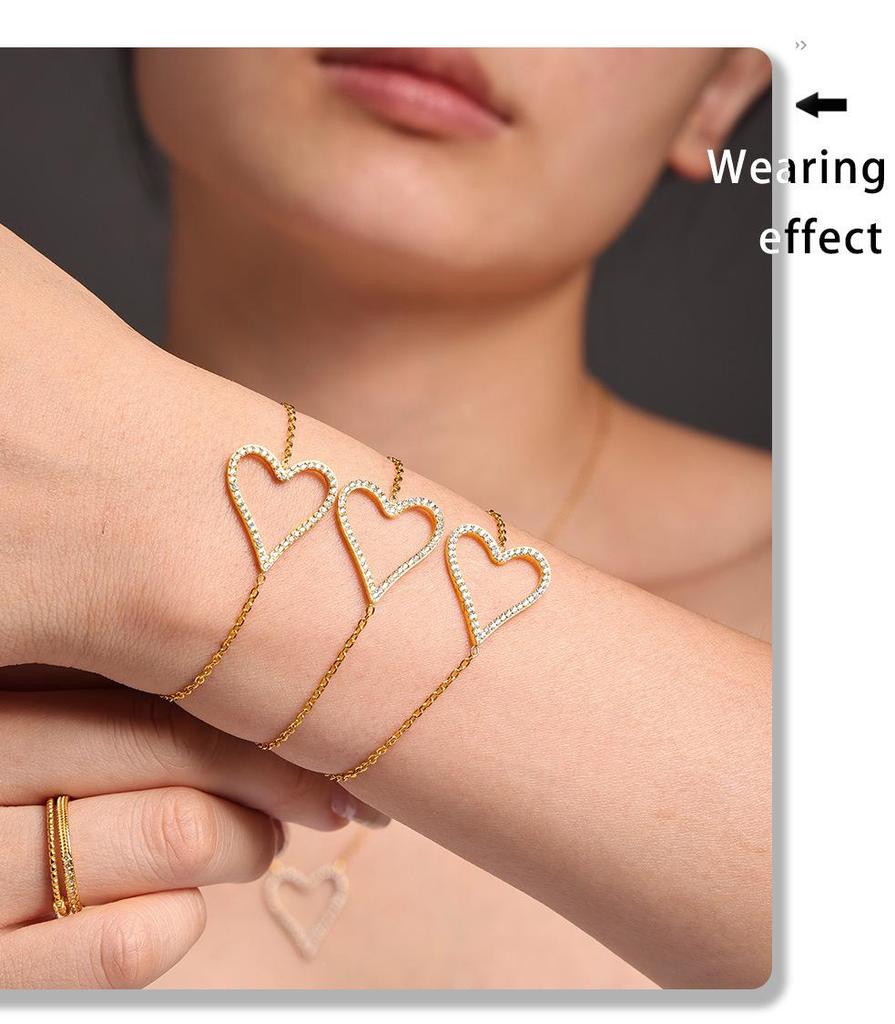Qiong Yao Heart Zircon Clavicle Chain Bracelet - Light Luxury, Simple Women's Set