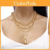 Geometric Alloy Necklace Set With Layered Chains For Unisex Fashion Accessory