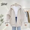 Autumn Winter Women Large Pocket Solid Color Warm Thick Jacket Hooded Zipper Female Long Sleeves