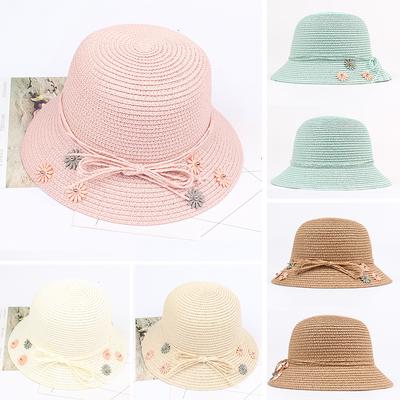 Infants Girls Straw Hat Outdoor Sunscreen Beach Cap Sun Hat For Age 2-7 Year