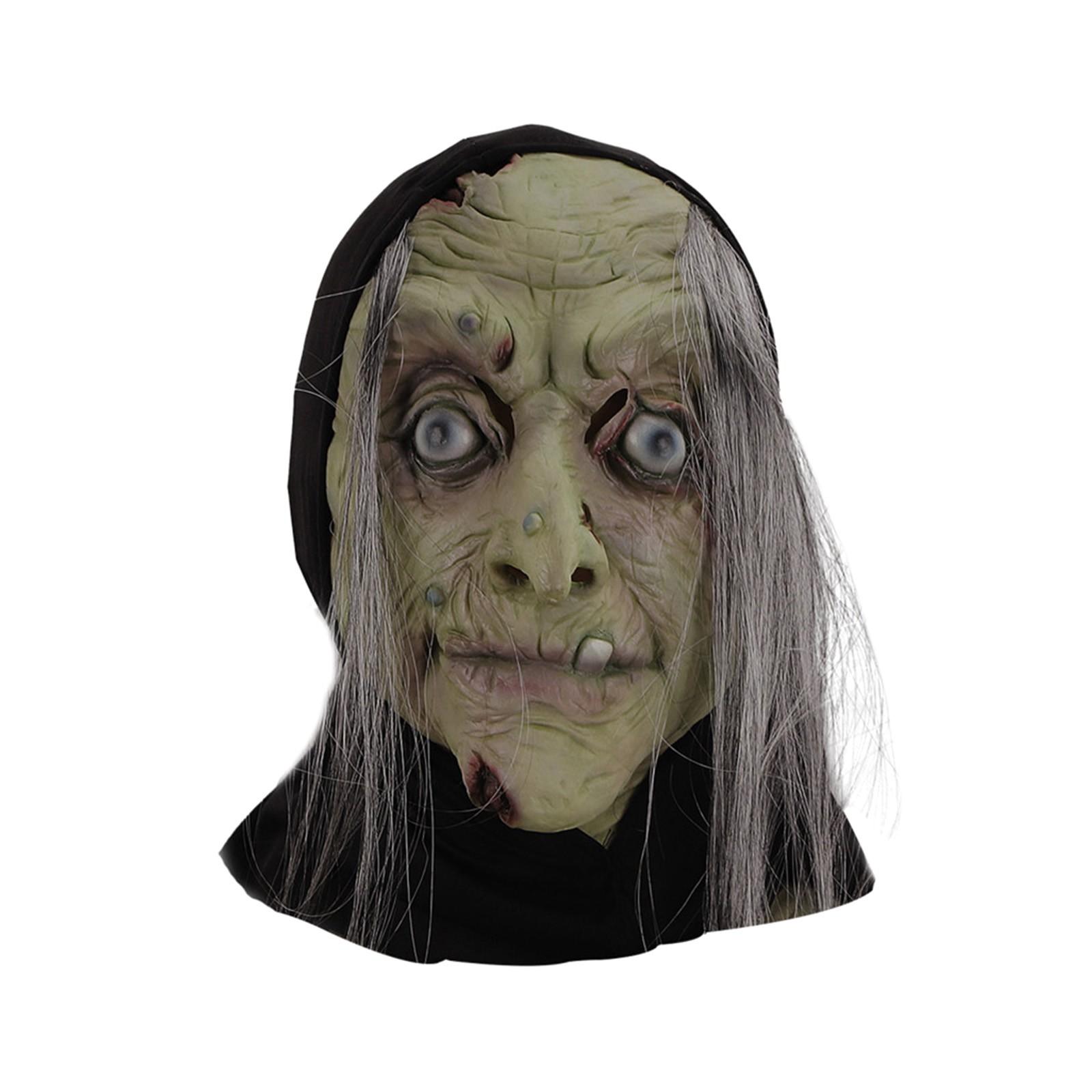 

Творчі смішні головні убори старої відьми на випускний реквізит латексні жахи Хитра страшна маска зелений