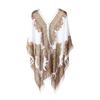 Women Summer Beach Bikini Cover Up Loose Chiffon Blouse Shawl Scarf with Buttons