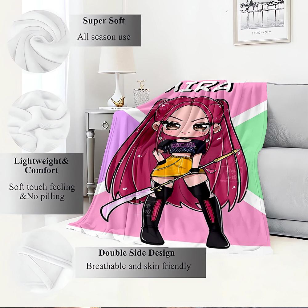 K-POP Anime Dívčí Skupina Čtyři Roční Období Měkká Teplá Přikrývka Celoroční Silně Pletená Polyesterová Přehoz na Postel, Kempování, Cestování Perfektní Dárek