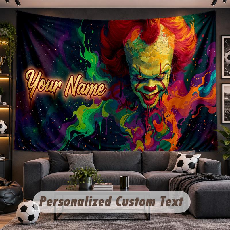 IT Pennywise Personalized Tapestry Support Custom Name, Wall Art Home Decoration