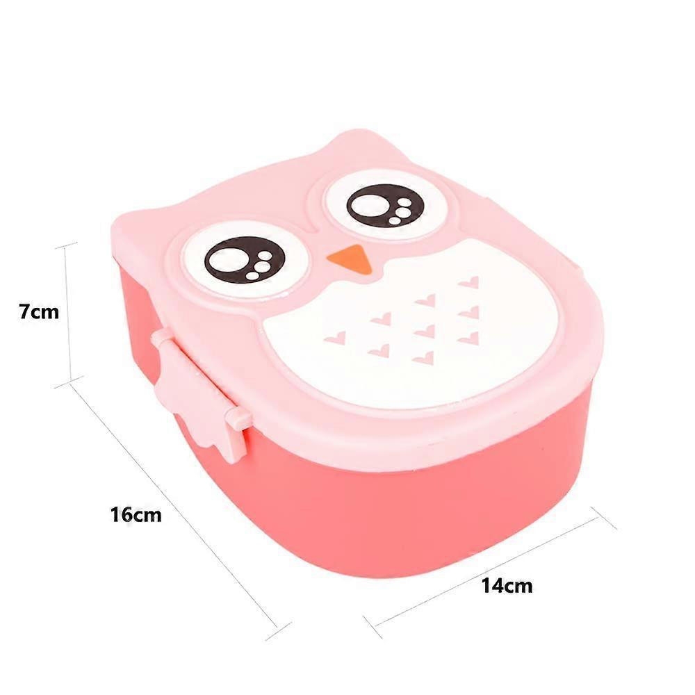 Lunch Box, Plastic Portable Cartoon Owl Lunch Box Food Safe Microwave Storage Container for Salad, Pink ( 900ML )