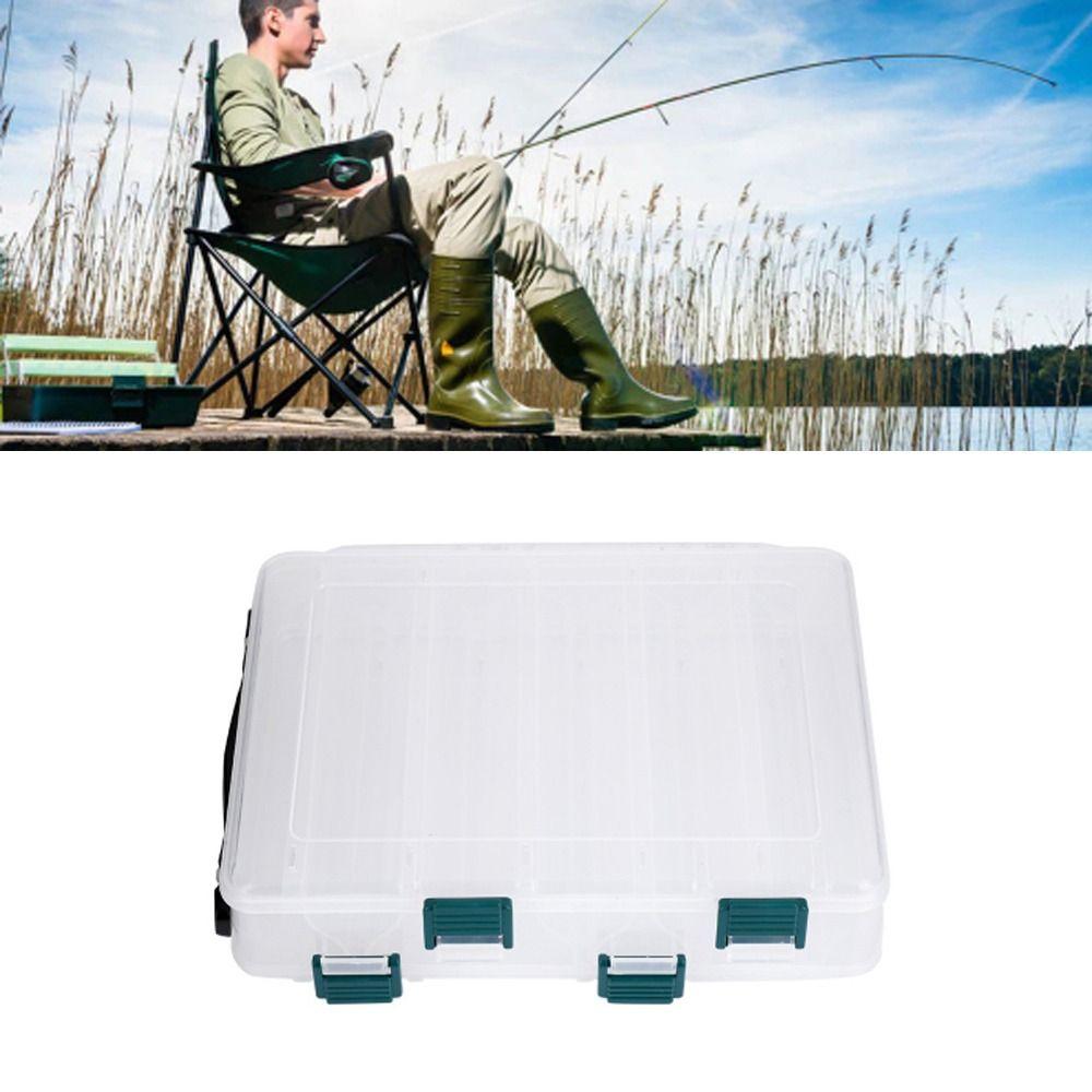 2PCS Double Sided Fishing Lures Box 10 Slots 14 Slots Large Capacity Fishing Tackle Storage Case Transparent Visible