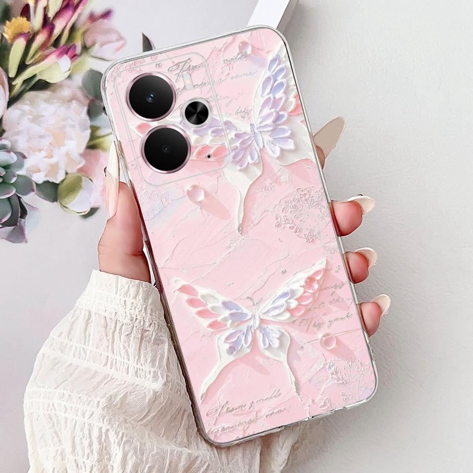 For Realme 14 5G Case RMX5075 Stylish Butterfly Painted Cover Silicone Case For Realme 14X 14 Realme14 T 14T 5G Soft Fundas Bags
