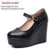 Women Wedges Shoes Woman Increasing Height Shoes Buckle Strap High Heel Shoes Ladies Waterproof Platform Leather Shoes 33-43