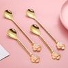 Stainless Steel Japanese Cherry Blossom Spoon Exquisite Dessert Long Handled Ice Spoon Household Bird'S Nest Mixing Spoon