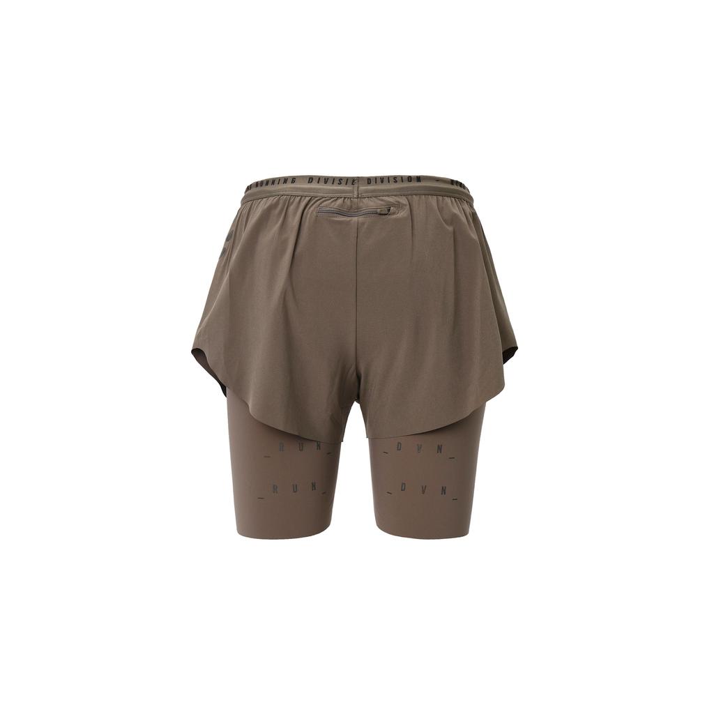 Nike Pantaloncini da Corsa Fitness Due-in-Uno Riflettenti Asciugatura Rapida Dri-Fit Tinta Unita Pantaloncini Donna Cave-Stone DM7746-289