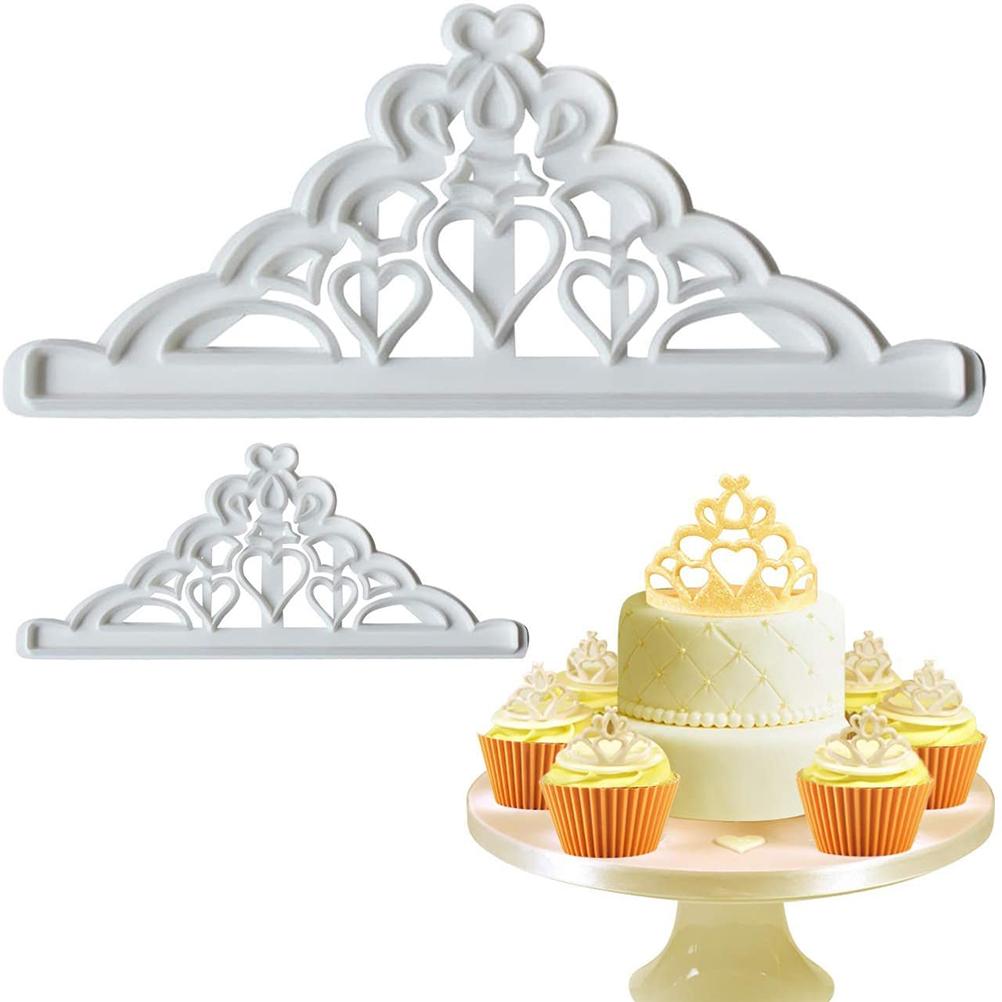 2PCS Crown Biscuit Cutter Set Crown Shape Cupcake Decorating Gumpaste Mould Kitchen Baking Tools for Dough Clay