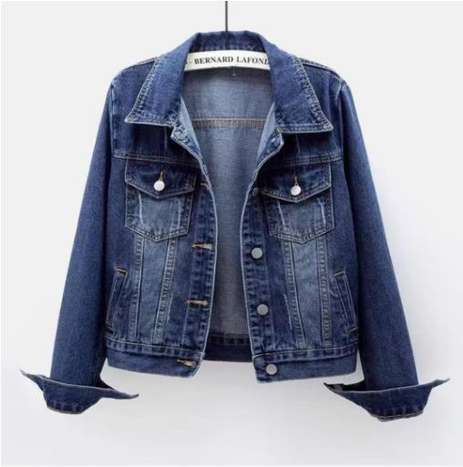 Damen Kapuzen-Jeansjacke mit langen Ärmeln Locker geschnitten Cropped Truckerjacke Koreanischer Pendlerstil Einreihiger Jean-Mantel