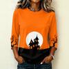 Women's Casual Raglan Sleeve Crew Neck Three Quarter Sleeve Halloween Graphic T Shirt Top for Everyday Wear