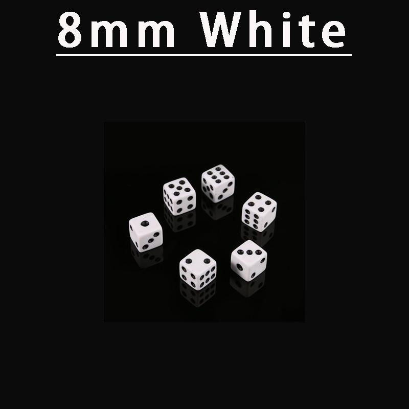 

50 шт., 8 мм, 10 мм, квадратные кости, игра-головоломка, отправить детям, 6-гранные кости, сделай сам, игровой аксессуар, маленький размер, 8 мм, черный, белый куб 8mm White