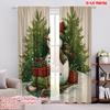 2pcs,2D Plane Printing Curtains&Window Treatment Snowman_ Tree & Holly Versatile Polyester Fabric (without Rod) Room Decor