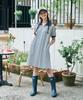 Metapeo Met Striped Collar Summer Dress Navy