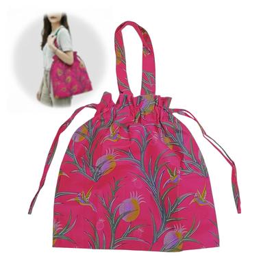 KINOKINO Drawstring Tote African Eco Bag Bag, Fabric, Women's, Cotton, Lightweight, Compact, (C)