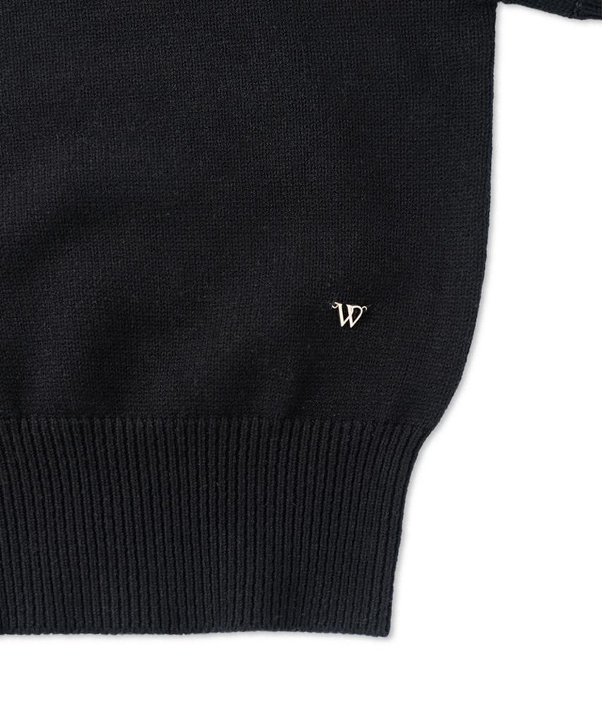 WITHOUT SUMMER Slim Button Half Knit_Black
