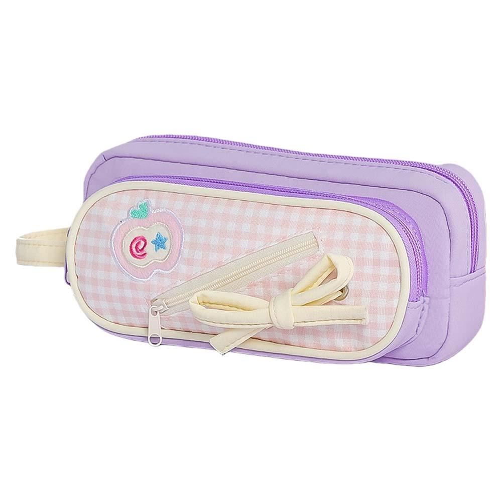 Embroidery Korean Fruit Pencil Case Handheld Pencil Pouch Ins Style Fashion Pen Bag Student