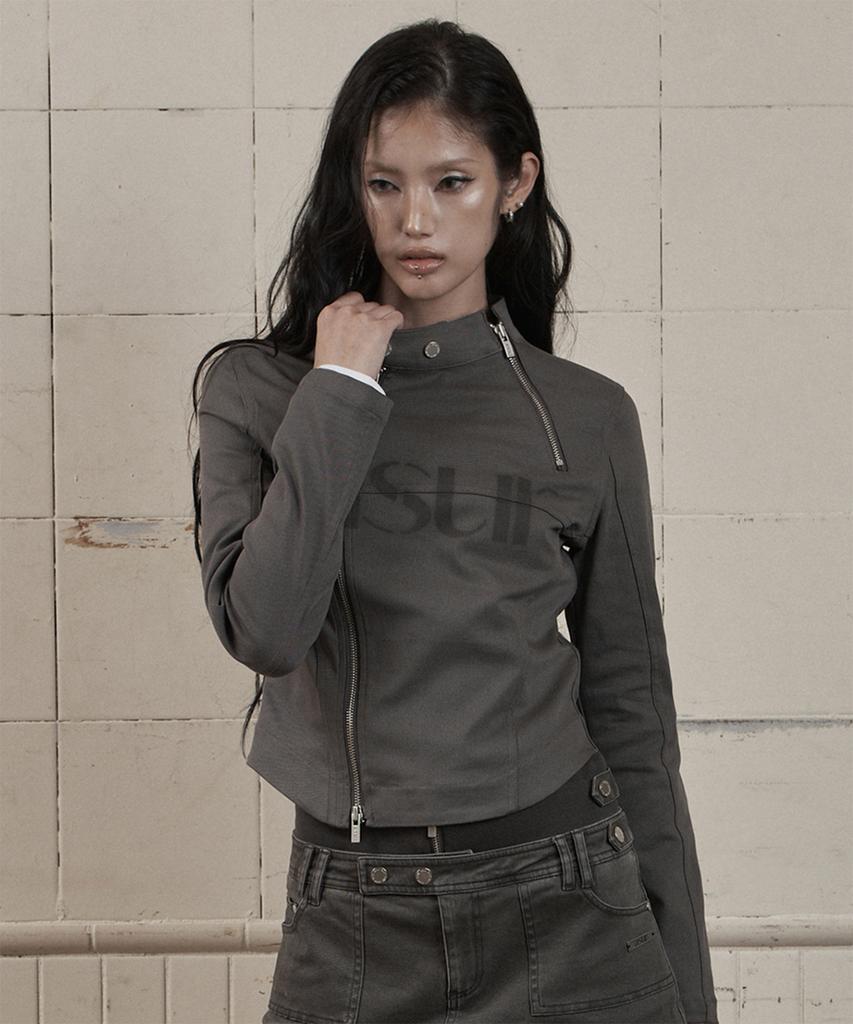 AS YOU ARE Facade Logo High-Neck Zip-Up Charcoal