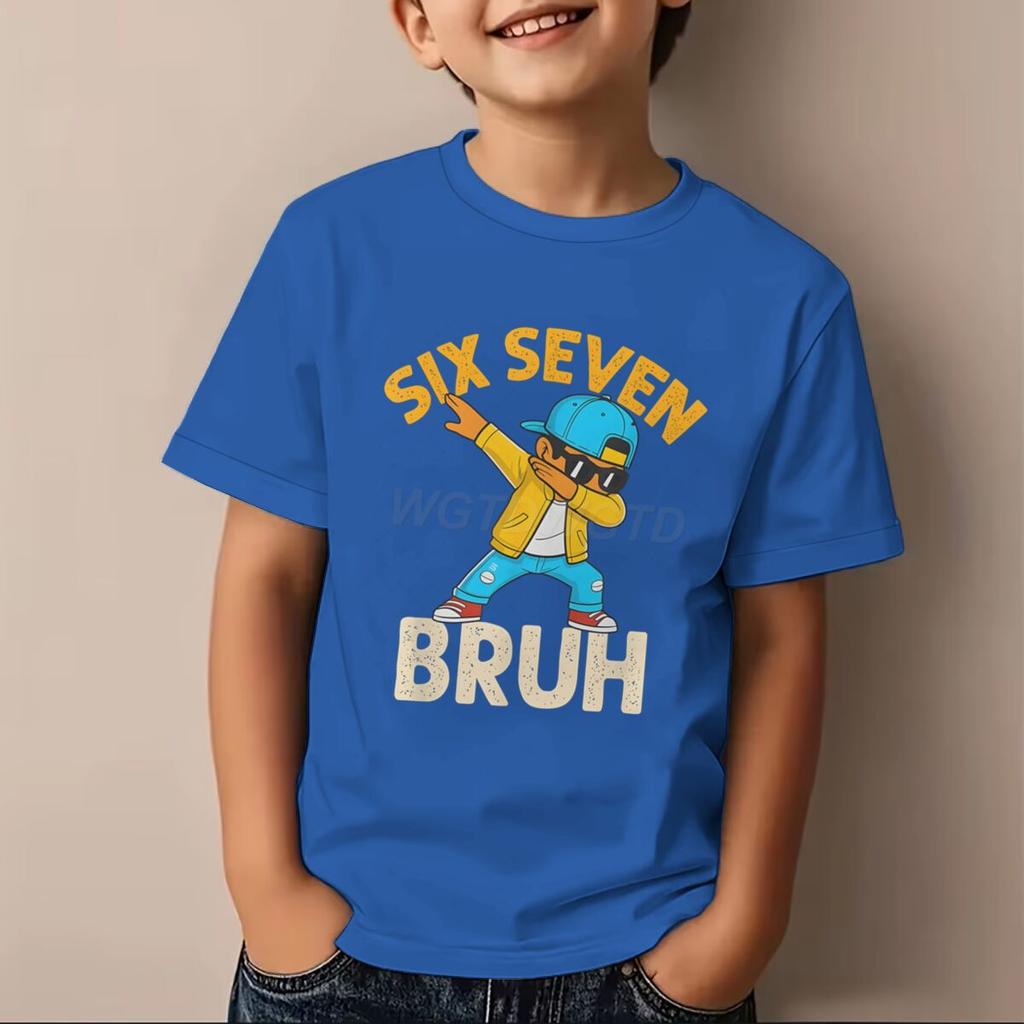 Boys Girls Six Seven Bruh Tshirt Number 6 7 Print Casual Daily Wear Tee Toddler 67 Cartoon Soft Cotton Tee Baby Boy Clothes