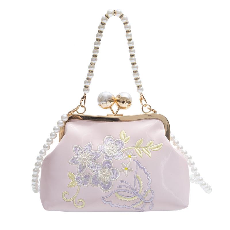 

Модная новая китайская изысканная вышитая жемчужная вечерняя сумка женская элегантная в национальном стиле легкая роскошная высококлассная сумка-мессенджер сумка к ципао розовый