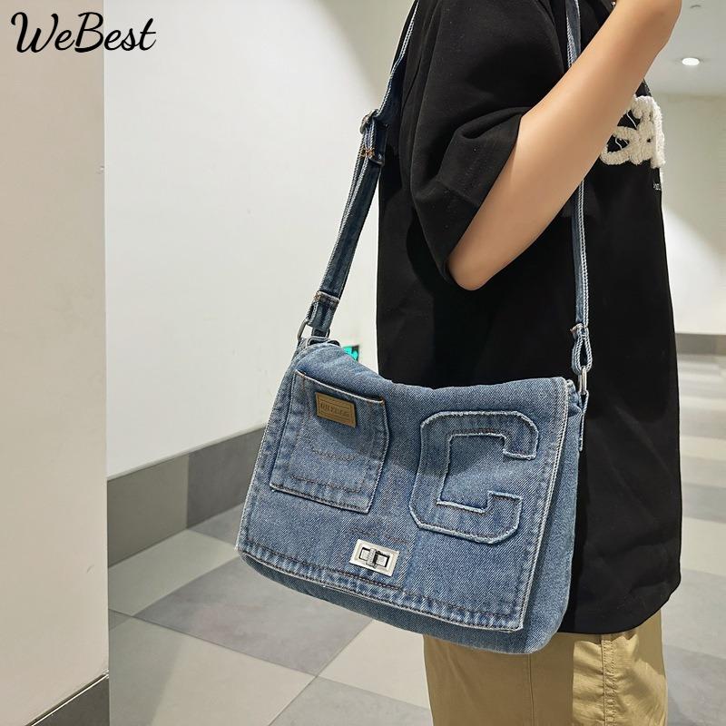 

Denim Bags Women Summer New Fashion Hundred Messenger Bags світло-синій колір