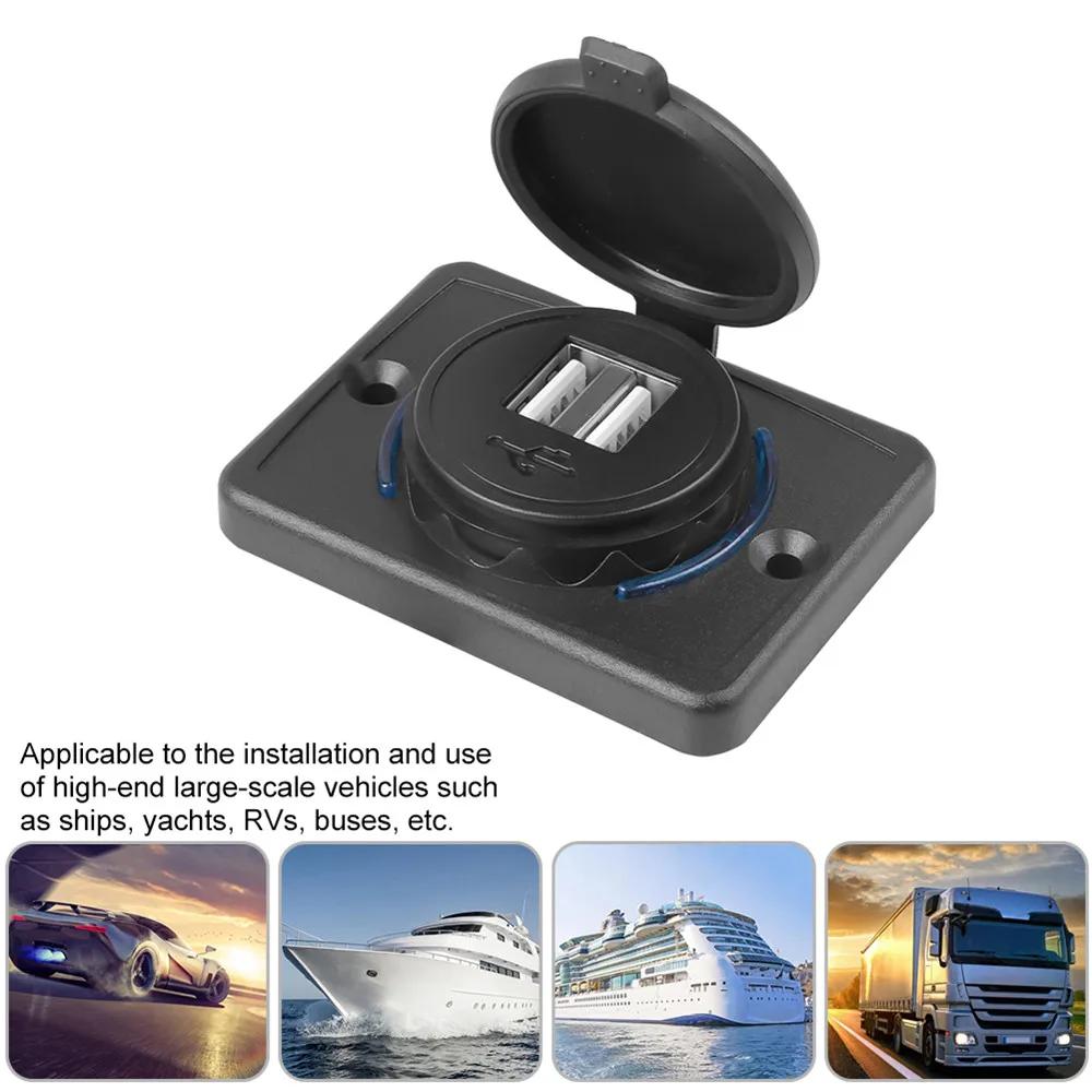 12-24V QC3.0/3.1A Dual USB Charger Power Socket Adapter Charging Panel Mount for Motorbike Car Boat ATV UTV Camper Caravans