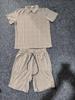 2026 Men's Summer Lapel Short Sleeve Shirt & Shorts Set - Casual Solid Color Jacquard Two-Piece
