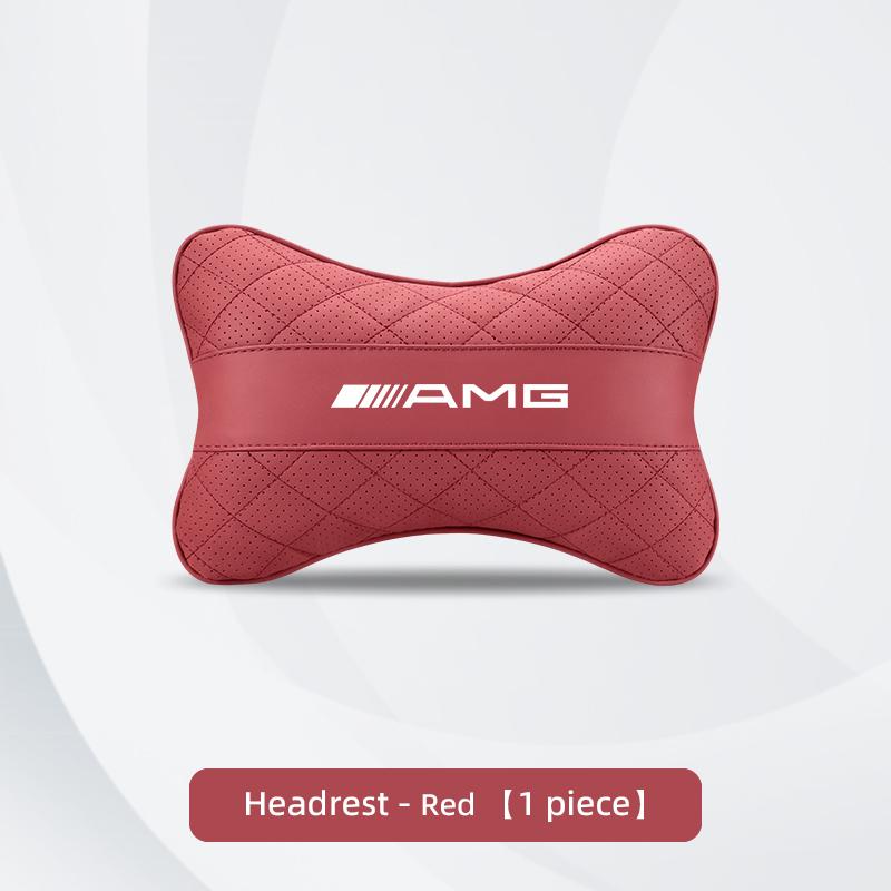 

Nappa Leather Car Headrest Neck Pillow Waist Cushion Tire Valve Cap For Mercedes Benz AMG GLE GLS CLA CLE GLC CLS GLA W223 W213