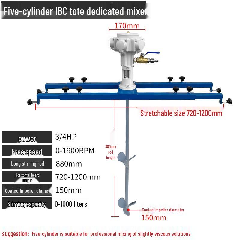 Five-Cylinder IBC Pneumatic Mixer and Disperser