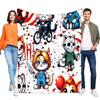 Chibi Horror Cat Blanket, Soft Fleece Throw with Scary Movie Icons (Chucky, Jason), Halloween Decor & Unique Gift for Bed Sofa