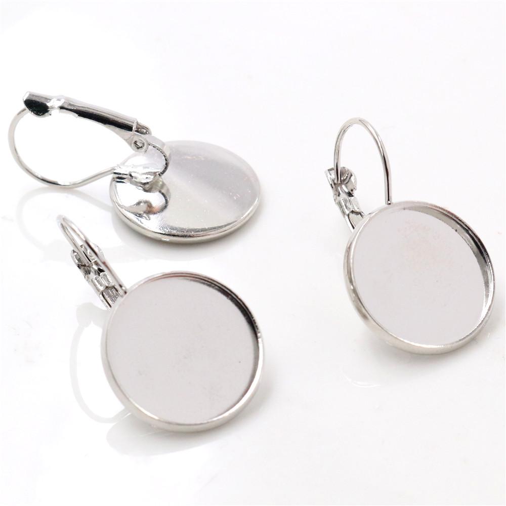High Quality 8-25mm 10pcs French Lever Back Earrings Blank/Base,Fit 8-25mm Glass Cabochons,Buttons;Earring Bezels