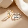 Elegant Cross Rhinestone Sterling Silver Open Ring - Versatile Luxury Jewelry