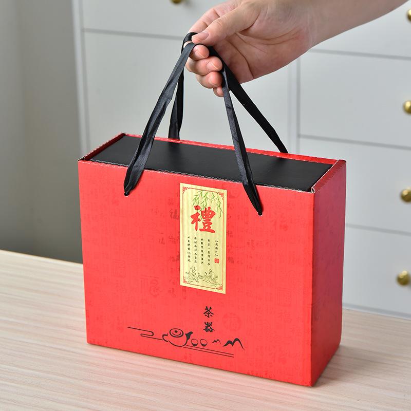 Guochao Ge Kiln Kung Fu Tee-Set Geschenkbox-Set Kreative Keramik Ein Topf Vier Tassen Leichte Luxusgeschenke mit Räuchergefäß