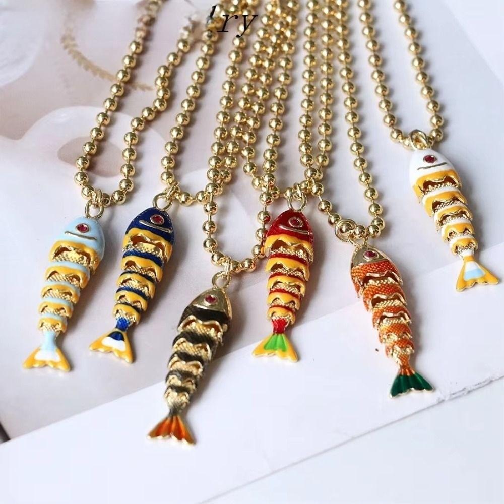 Goldfish Nylon Rope Necklace Marine Organism Charms Ocean Series Necklace Girls