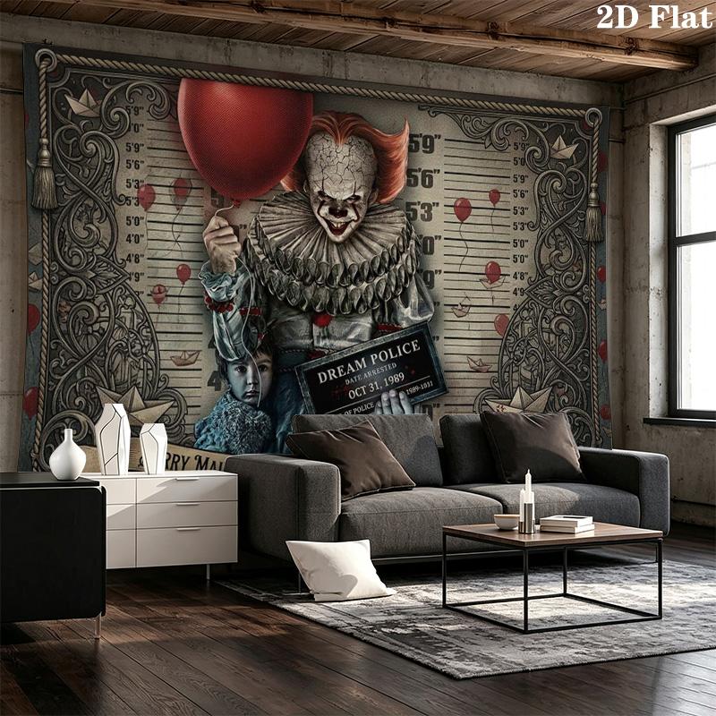 It Clown Wall Tapestry Aesthetic Wall Hanging Printed Fabric Blanket Decorative Tapestries for Bedroom Living Room Home Decor