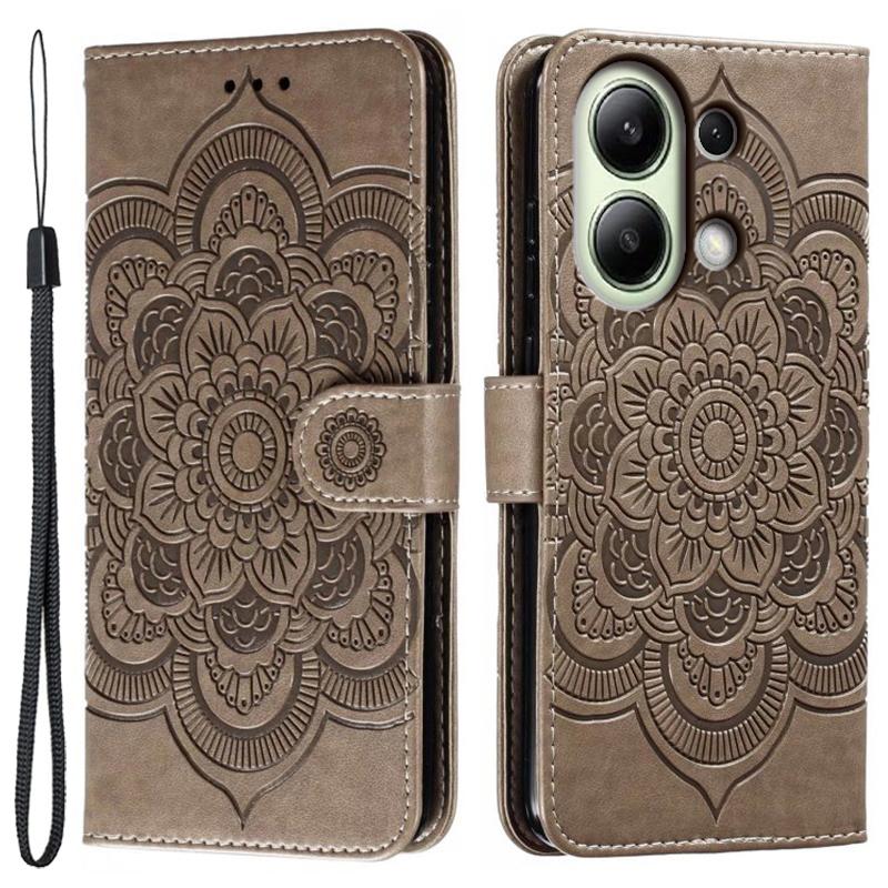 For Xiaomi Redmi Note 13 4G Case PU Leather Mandala Imprinted Design Wallet Phone Cover