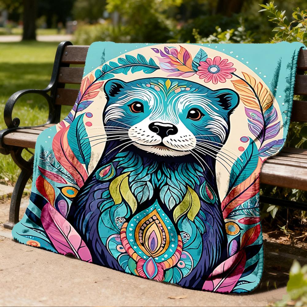 1pc Christmas Deer Outdoor Flannel Blanket, Cozy & Warm Soft Te Playful Design, Napping Camping,