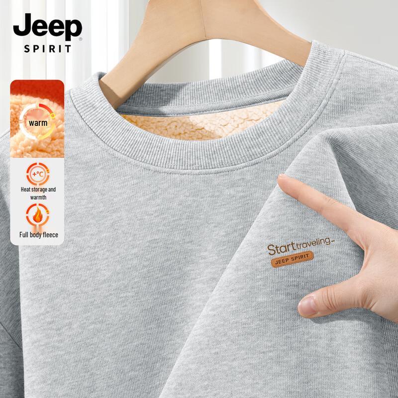 JEEP SPIRIT Men's Lamb Wool Lined Loose Casual Sweatshirt